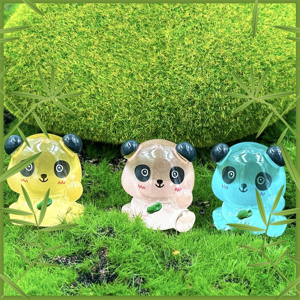 Lot de 35 mini figurines de panda lumineuses miniatures en résine phosphorescentes pour décoration de gâteau Lot de 35 mini figurines de panda lumineuses miniatures en résine phosphorescentes pour décoration de gâteau