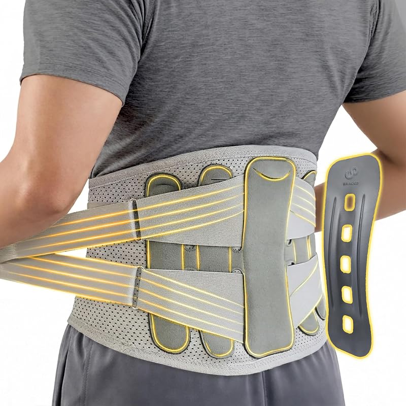 Bracoo Back Brace for Lower Back Pain Back Support Belt for Women and Men, Breathable Lumbar Support Brace with Adjustable Strap for Herniated Disc, Sciatica, Large(37" - 44"), BP62