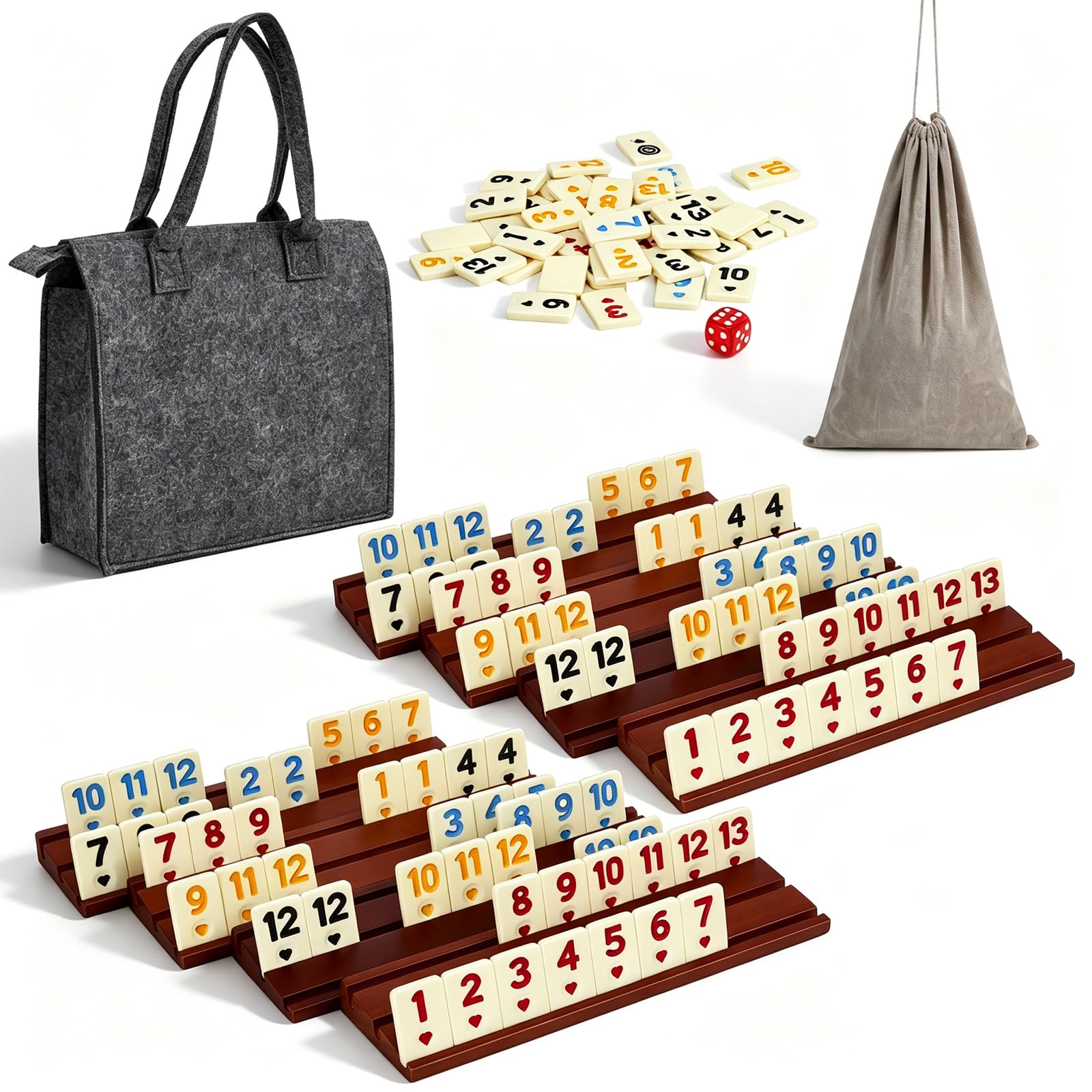 Juego de Dominos para adultos con 214 piezas y 8 soportes, Dominoes juego con caja de almacenamiento, juegos de mesa clásicos para adultos y niños, juego de viaje portátil