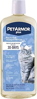 PetArmor Plus Flea & Tick Shampoo for Cats - Kills Fleas, Ticks & Eggs, Spring Freesia Scent, 12oz Vet-Quality Protection
