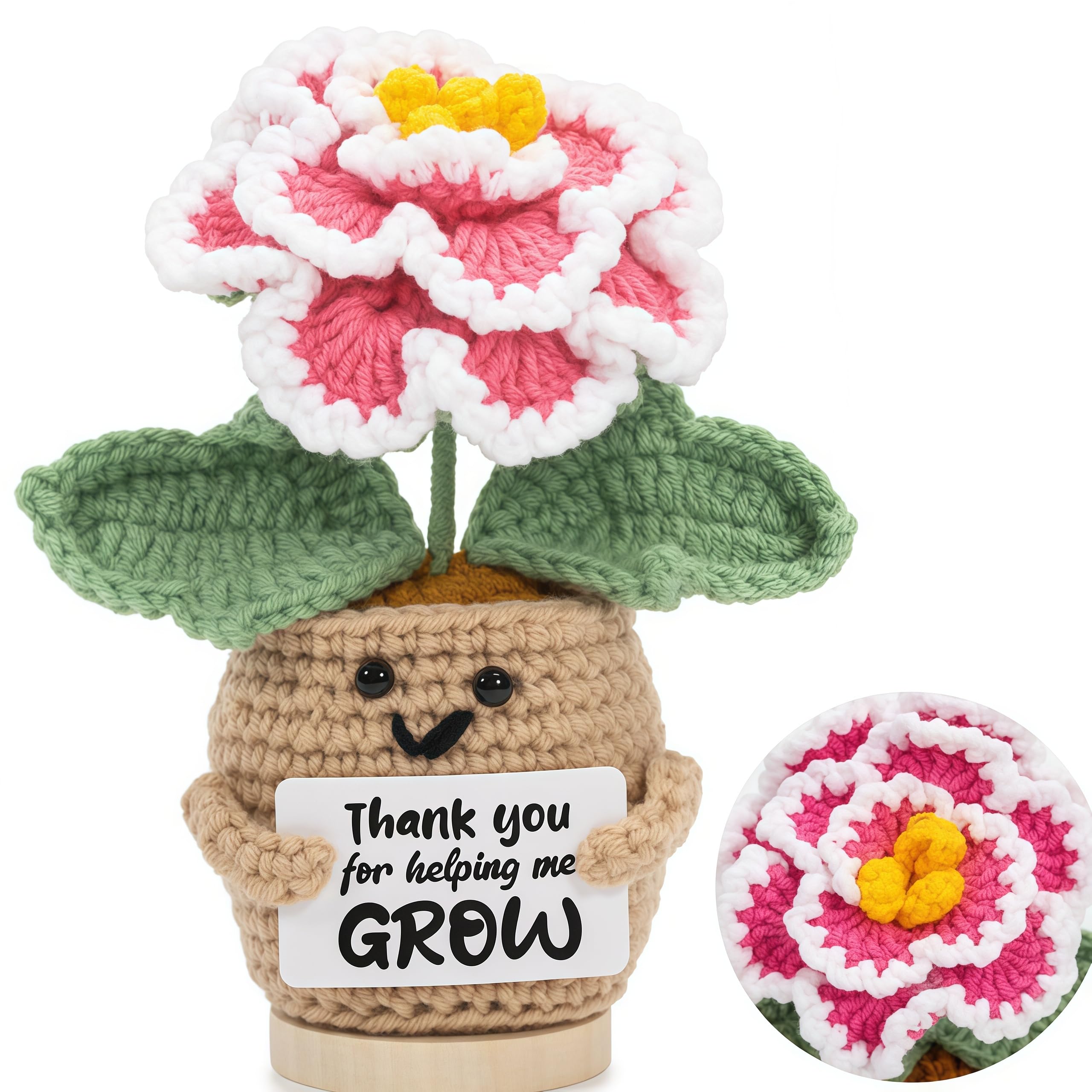 ZappelStift Thank You Gift for Women for Women,Thank You Teacher Gifts for Helping Me Grow,Positive Handmade Crochet Gifts for Teachers Friends Colleagues Families Birthday Christmas Decor
