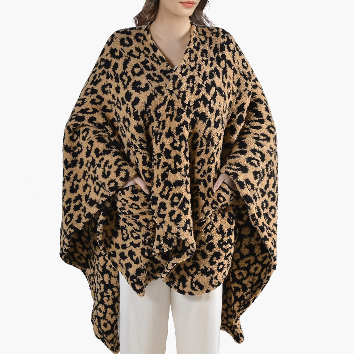 JOOJA Wearable Blanket Super Soft Feather Yarn Blanket Shawl with Pockets Fuzzy Throw Blanket TV Blanket for Adults Teens - Image 2