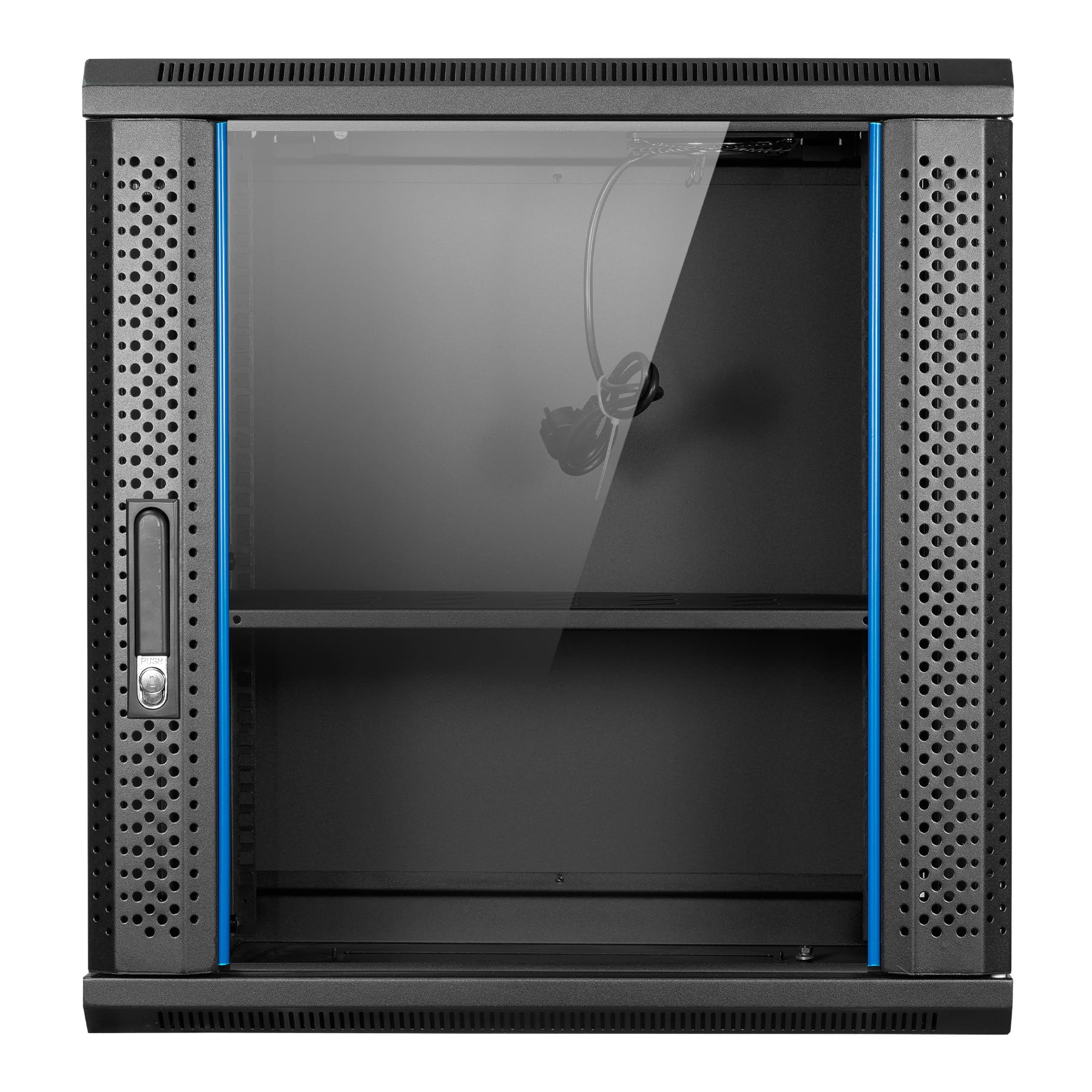 Aiten Data Armario Rack Mural 19" 12U Medidas 600 x 450 x 620 mm Montado con Accesorios: 1 Bandeja Fija, 1 Ventilador de Techo de 120 mm, Tornillos y Llaves