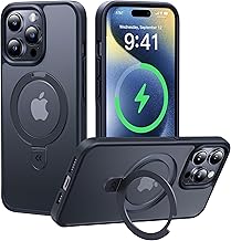 CASEKOO 2025 Neu Magic Stand für iPhone 14 Pro Hülle für MagSafe [Militärschutz] [Unsichtbarer Ständer] Stoßfeste Kratzfeste Schutzhülle Dünne Griffige Handyhülle Matte Case - Edel Schwarz