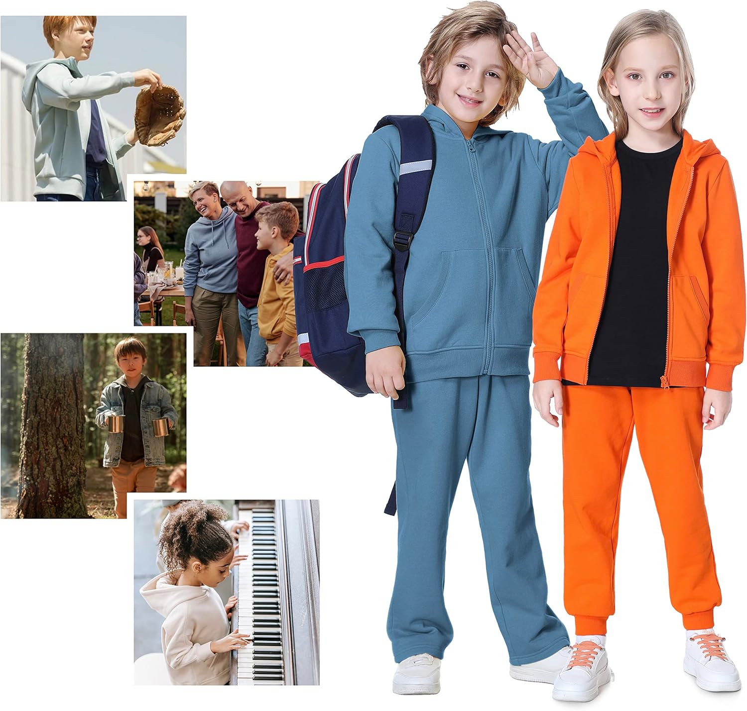 Kid Nation Kids Soft Brushed Fleece Zip-Up Hooded Sweatshirt Hoodie for Boys or Girls 4-12 Years - Image 2