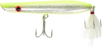 Bomber Salt Water A-Salt Popper, Chrome/Chartreuse Back, 7-Inch