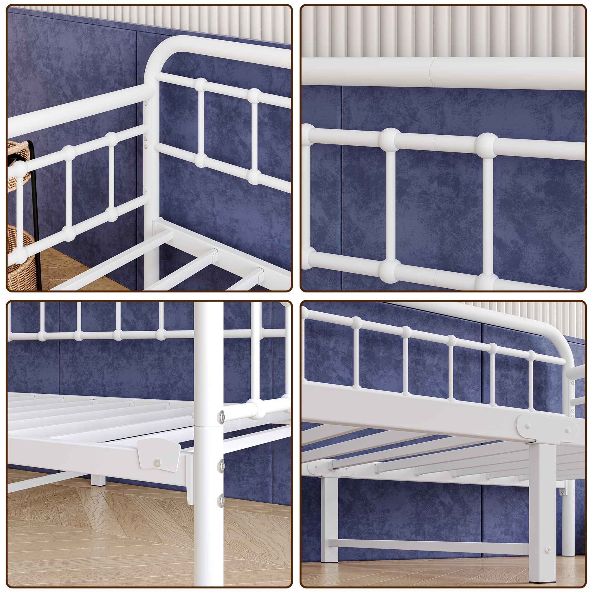 Tagesbett Bettgestell 90x190 cm, Robuste Stahl Plattformbett, Weiß | Metall Tagesbett 90x190 cm, stabile Stahlkonstruktion, robuste Latten, ideal als Gästebett für Schlafzimmer und Wohnzimmer