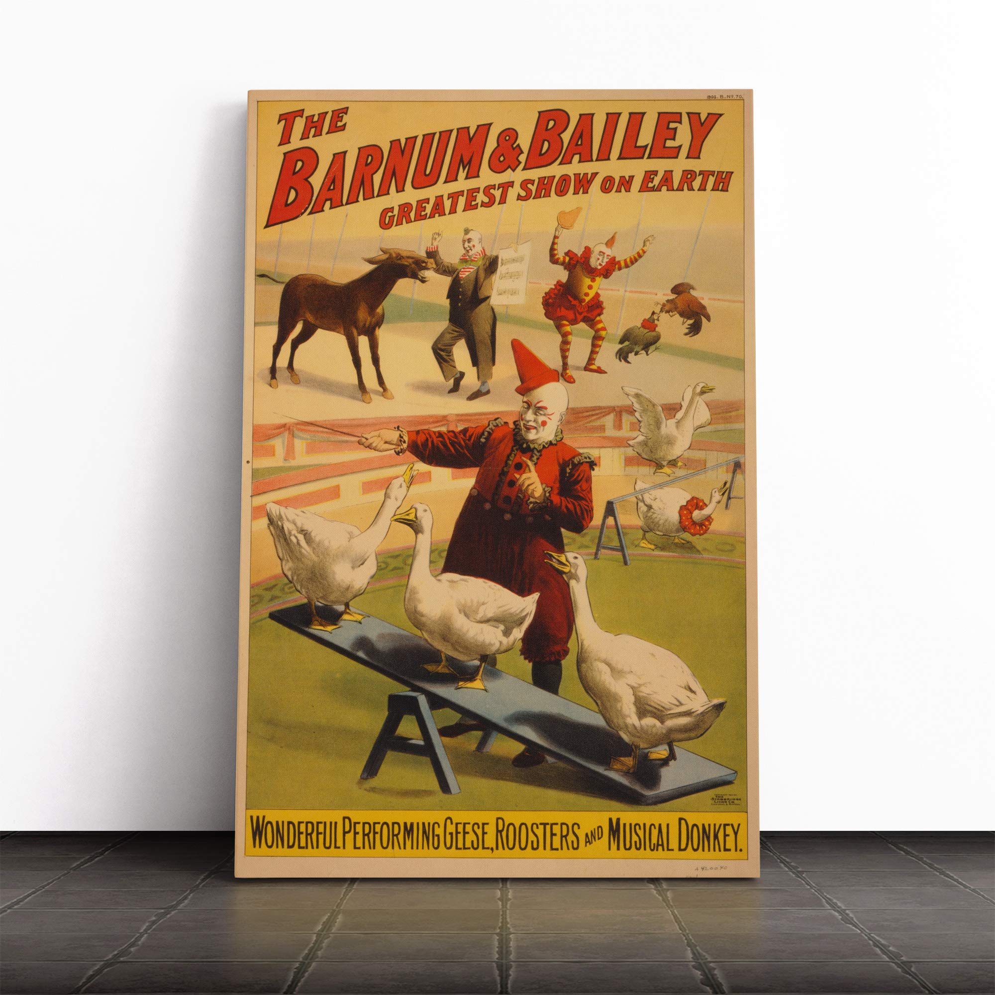 Circus Poster (24) Canvas Print | Gallery Wrapped 30mm Frame Wall Art | 24x16 inches | Ready to Hang | Retro Picture | Living Room Bedroom Lounge Office