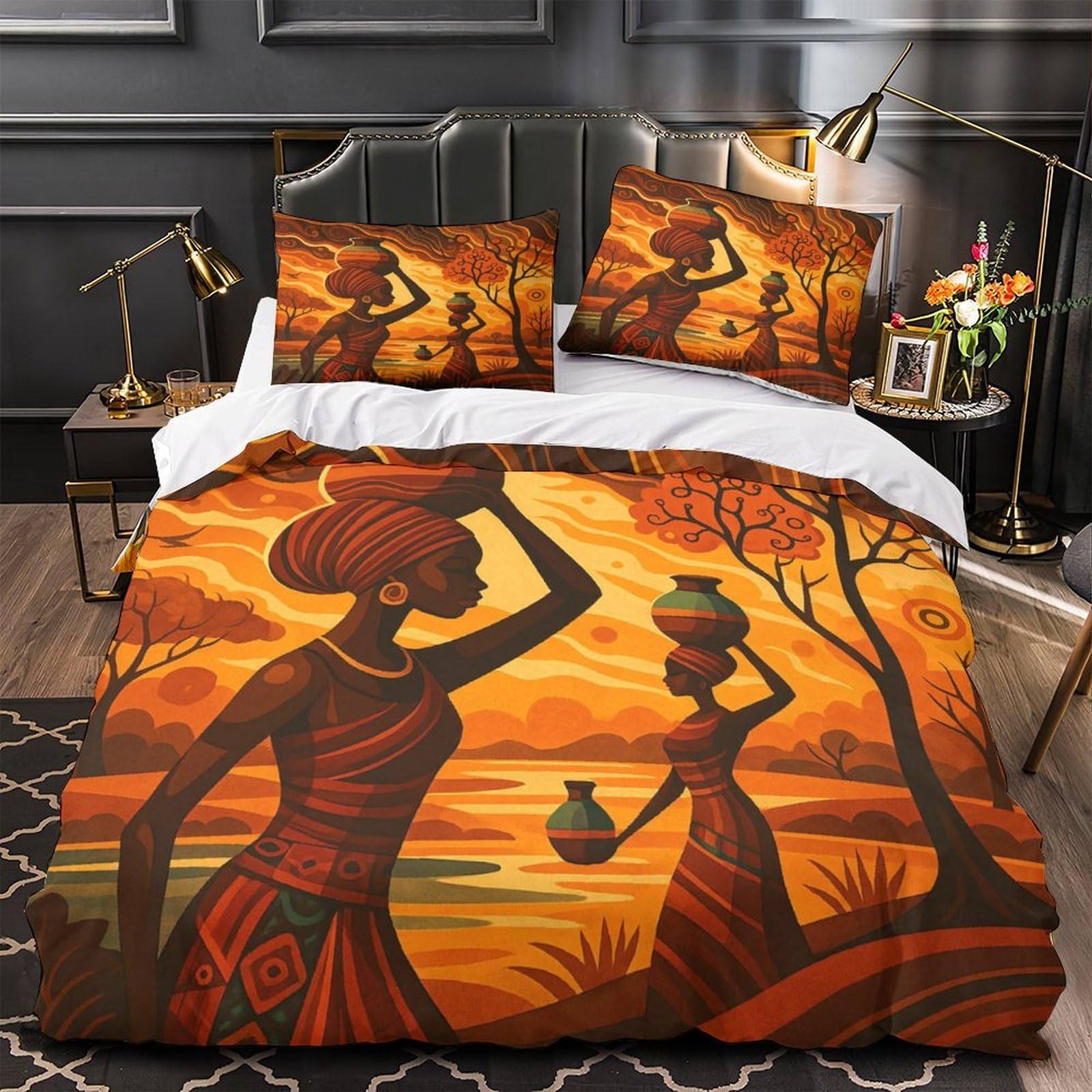 Housse de couette 200x200cm anti-décoloration pour raviver une chambre de couple terne
