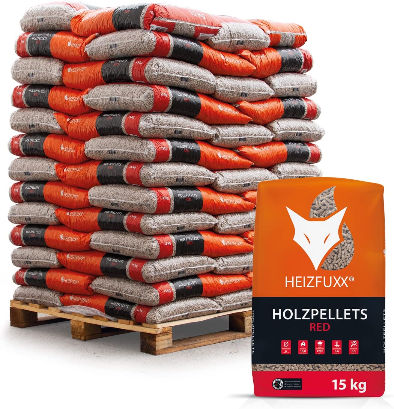 HEIZFUXX Holzpellets Red Heizpellets Hartholz Wood Pellet Öko Energie ...