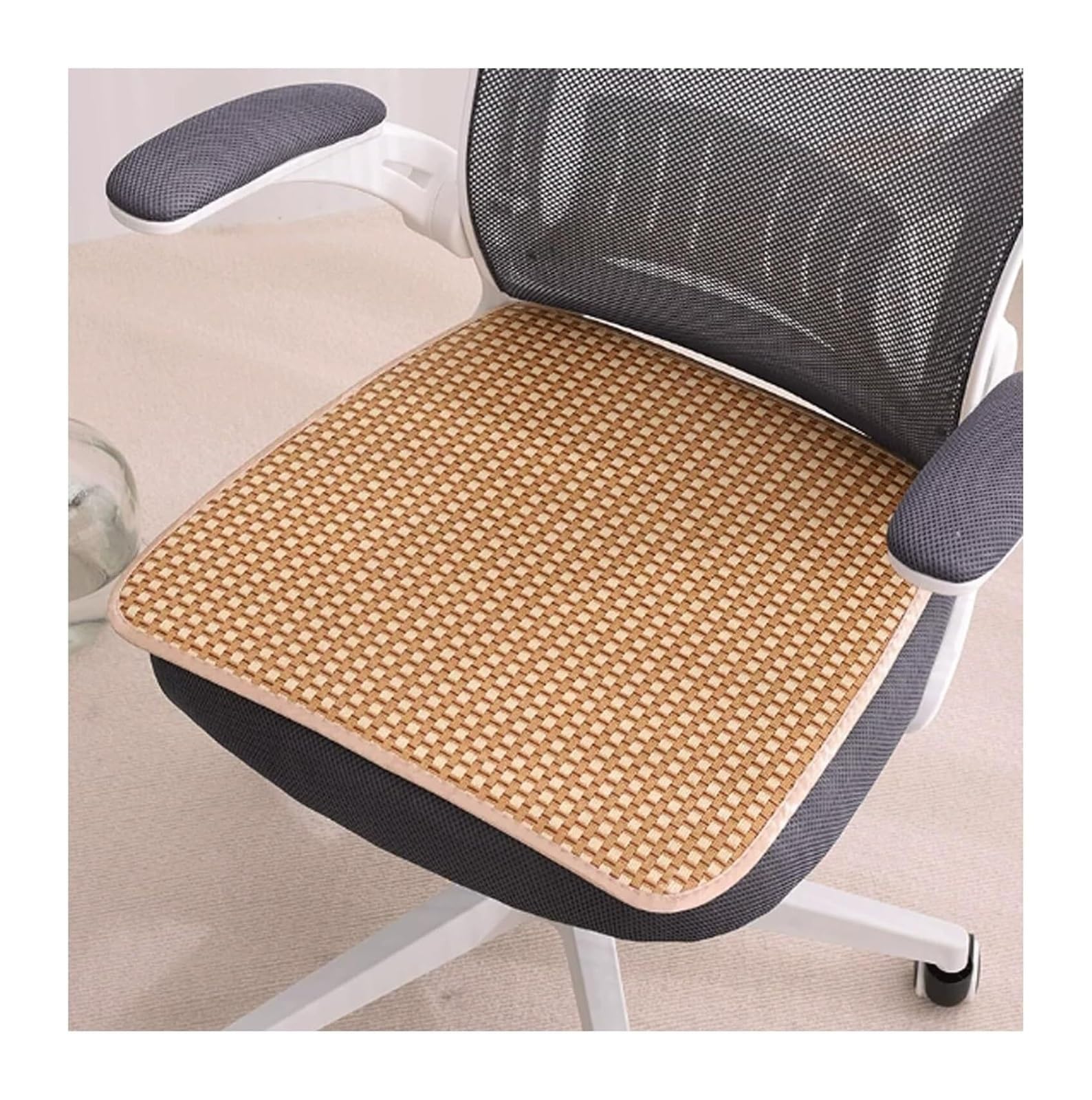 QCKNKMGG Cooling Bamboo Cushion Mat, Bamboo Chair Mat Multicolor Multiple Sizes(Beige Brown,50 * 50cm)