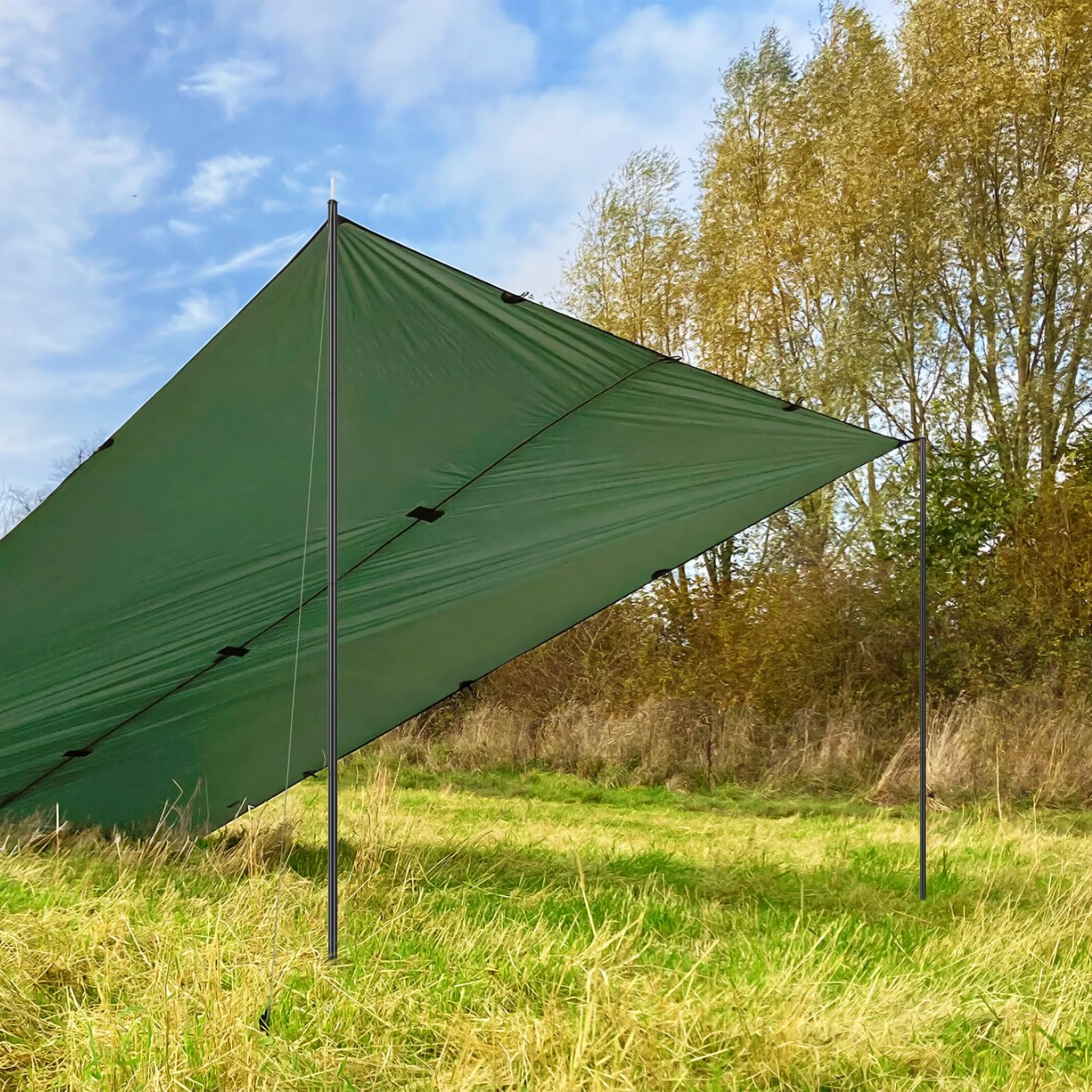 KOMCLUB Tente télescopique 42-195 cm | Bâtons de camping réglables pour bâche et voile d'ombrage, sac de transport inclus
