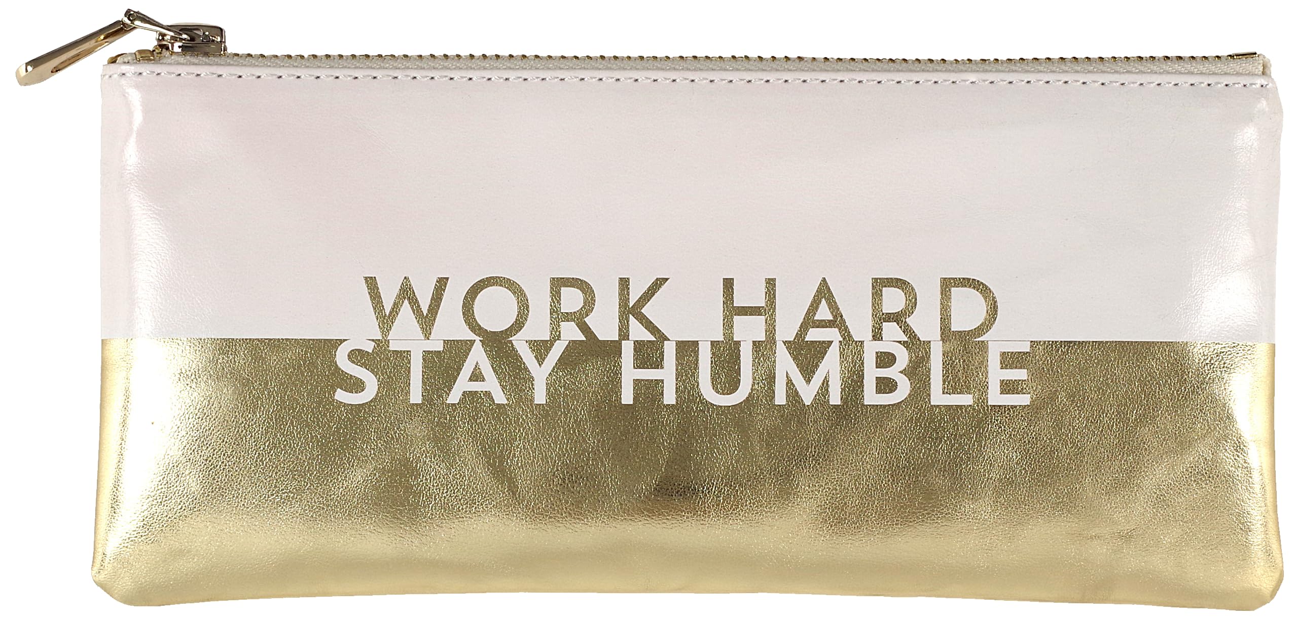 Work Hard, Stay Humble Pencil Pouch (Accessories case, Faux Leather), Pink