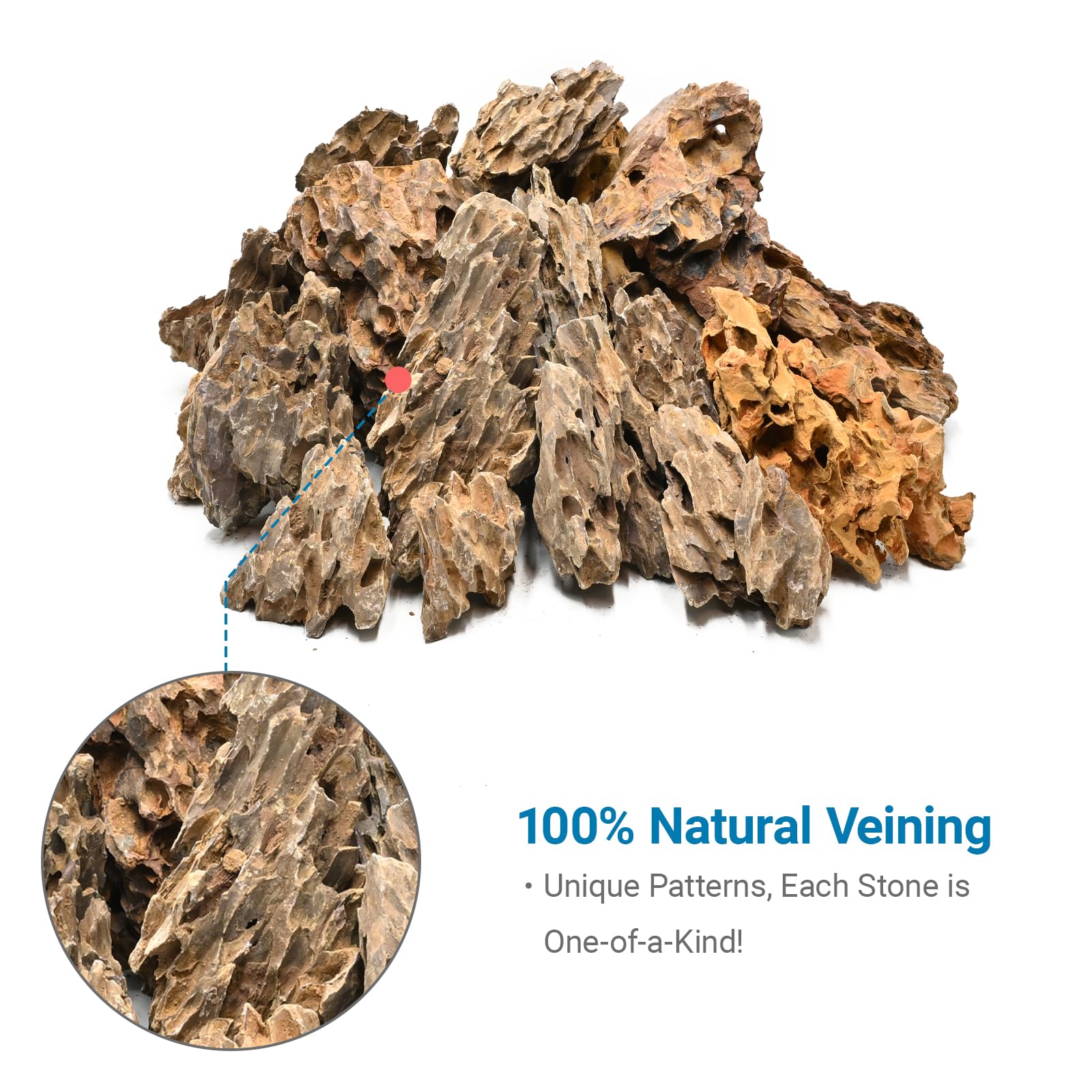 Aquariumsteine 2,3kg Drachenstein für Aquascaping – 5–18 cm Natursteine für Aquarium, Terrarium, Paludarium & Fischbecken-Dekoration