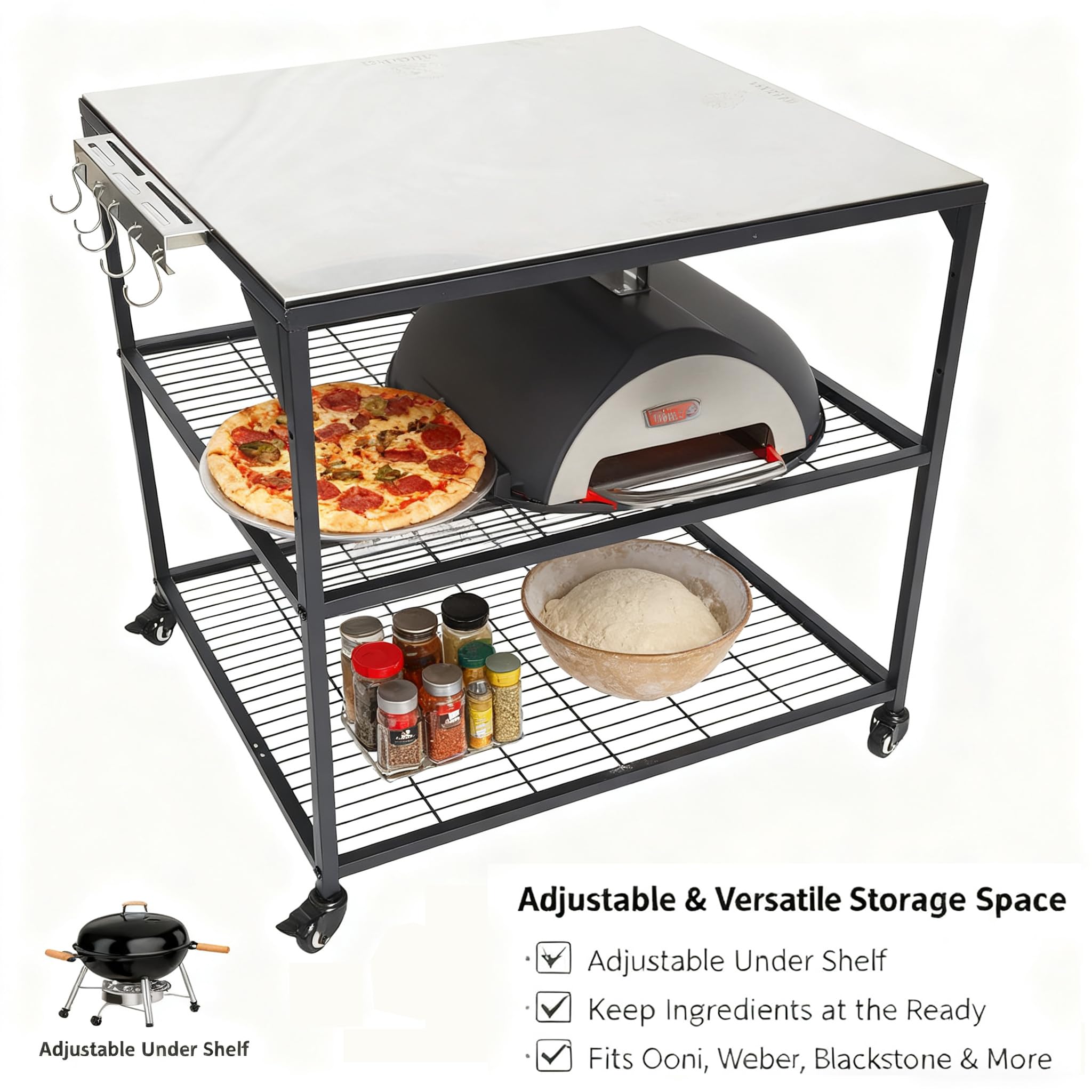 Amazon.com: HWGckct Three-Shelf Movable Stainless Steel & Steel