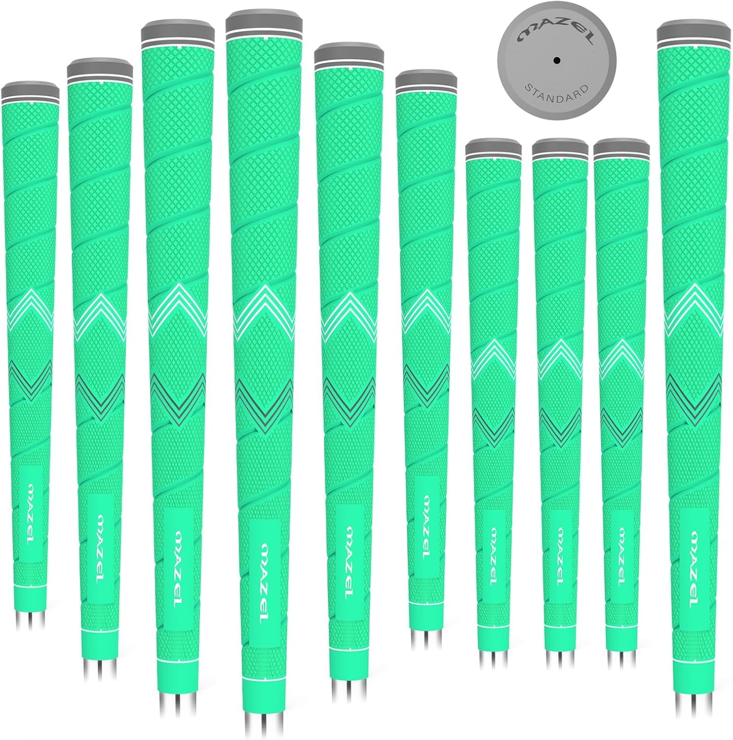 MAZEL Golf Club Grips for Men,10 Pack Micro-texture Non-Slip Golf Grips Midsize/ Standard for Higher Performance (Green(Texture), Standard)