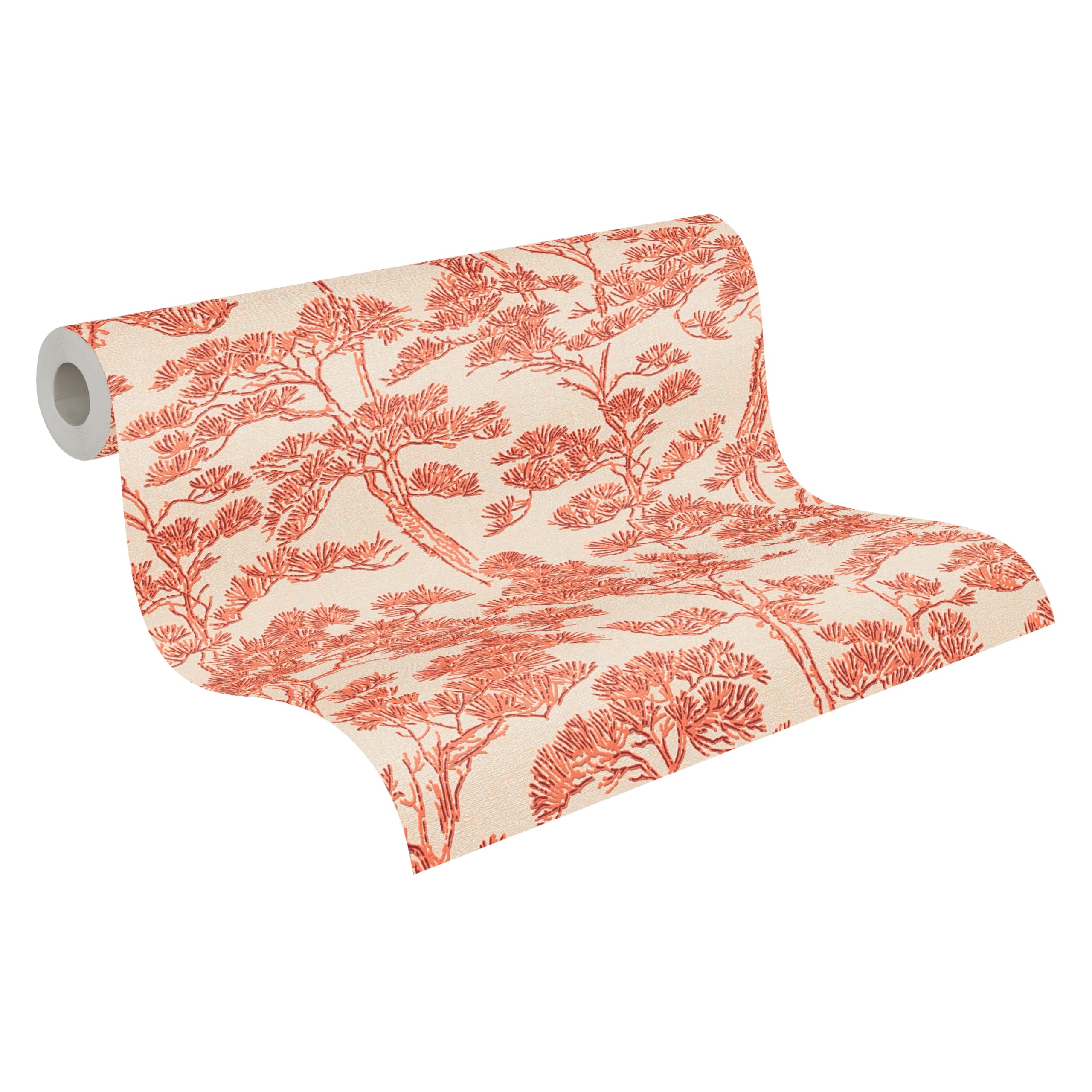 Papier peint intissé haut de gamme Livingwalls motif forêt beige métallisé