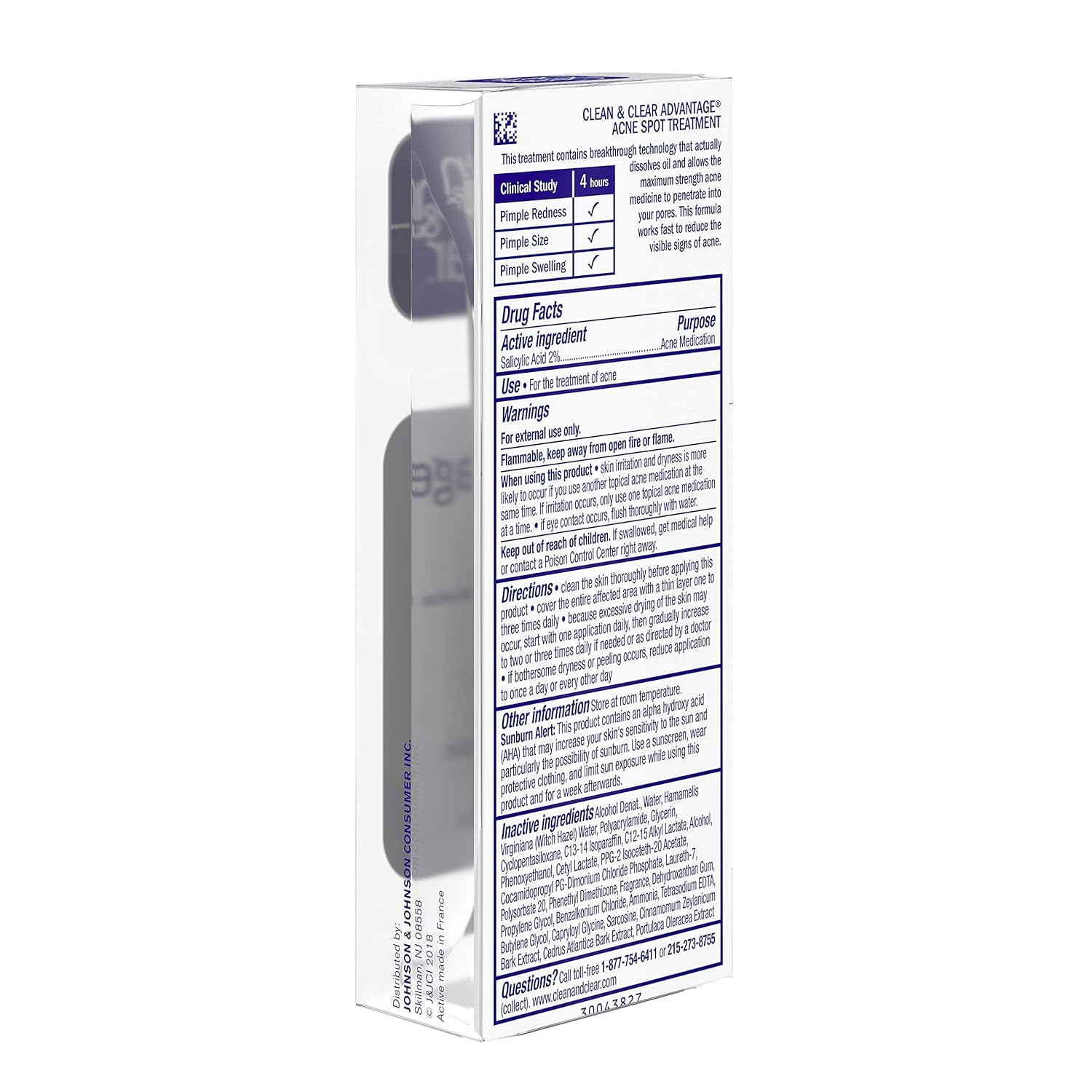 Clean & Clear Advantage Acne Spot Treatment, Oil Free Acne Treatment with Salicylic Acid, Gel Pimple Cream for Adults and Teens, Witch Hazel & Salicylic Acid Medication.75 oz (Pack of 4)