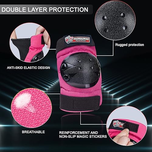 Miniatura 10 de Haomaomao Rodilleras para adultos y niños, coderas, muñequeras, equipo de protección para patinaje, patinaje en línea, ciclismo, BMX, bicicleta,