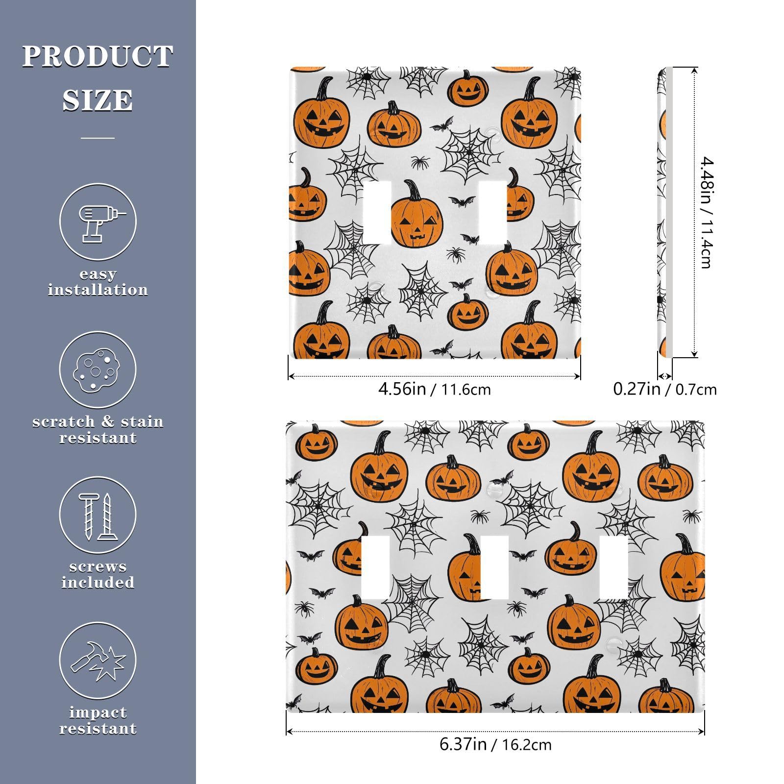UMIRIKO Halloween Pumpkins and Spider Webs Light Switch Cover Plate Covers Decorative Double Toggle Home Decor 202b6656