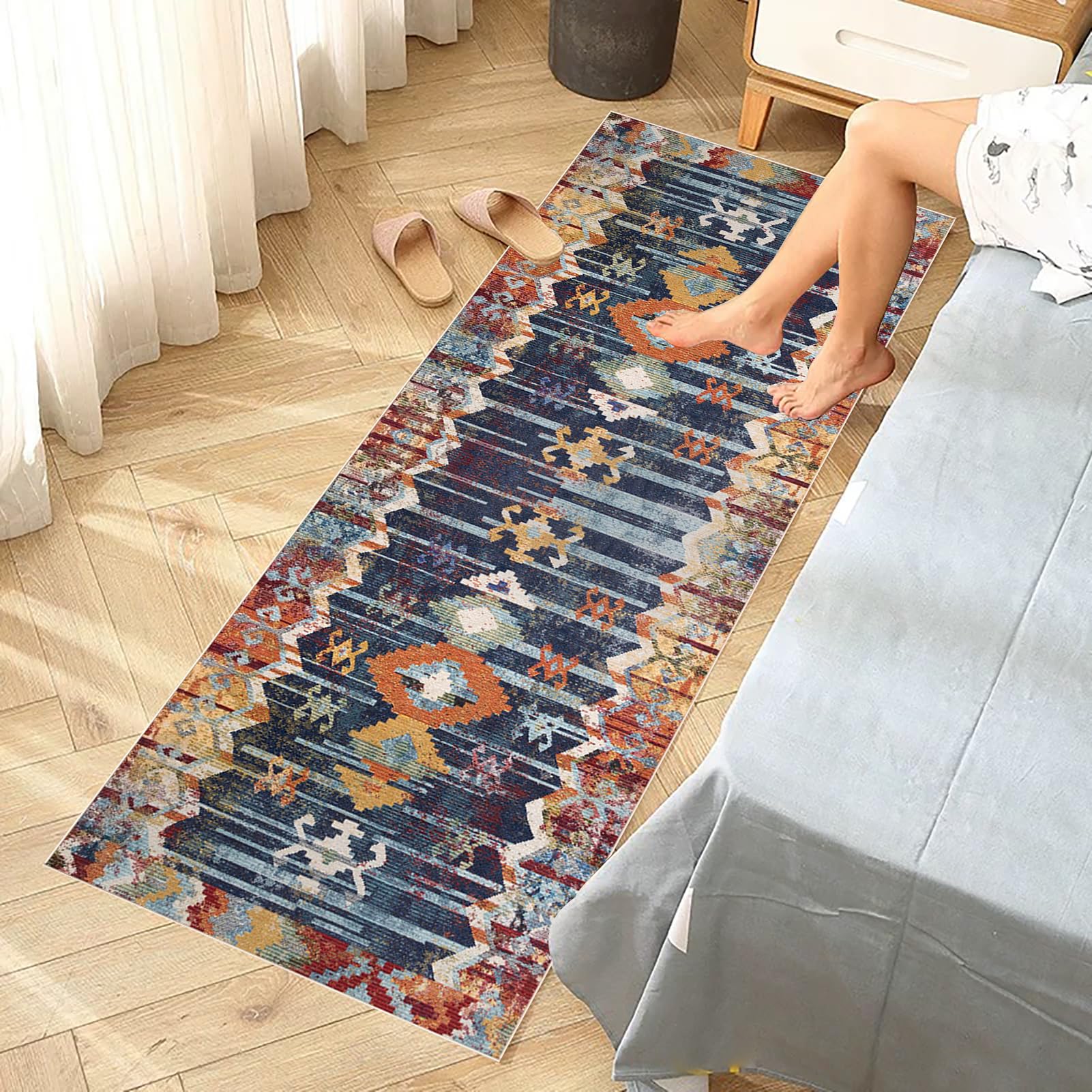 Długi dywan do przedpokoju Dywan Kuchnia Zmywalny Antypoślizgowy 70 x 140 cm Dywan Jadalnia Przedpokój Dywaniki Dywan Dywan Korytarz Przedpokój Wejście Pralnia Salon Sypialnia
