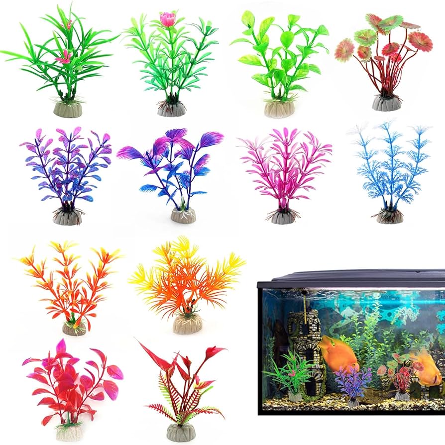 Amazon.co.jp: 水草 人工 （ 12個セット ）水槽用人工水草