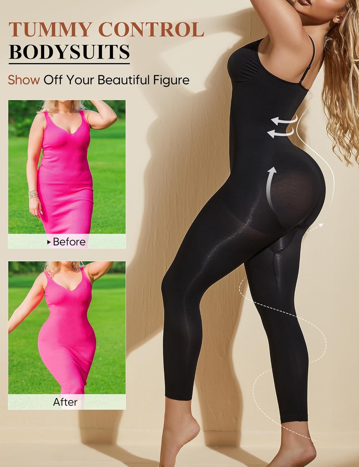 Full Body Shapewear for Women Tummy Control Bodysuit Waist Trainer Full Body Shaper Butt Lifting Capri Leggings - Image 4