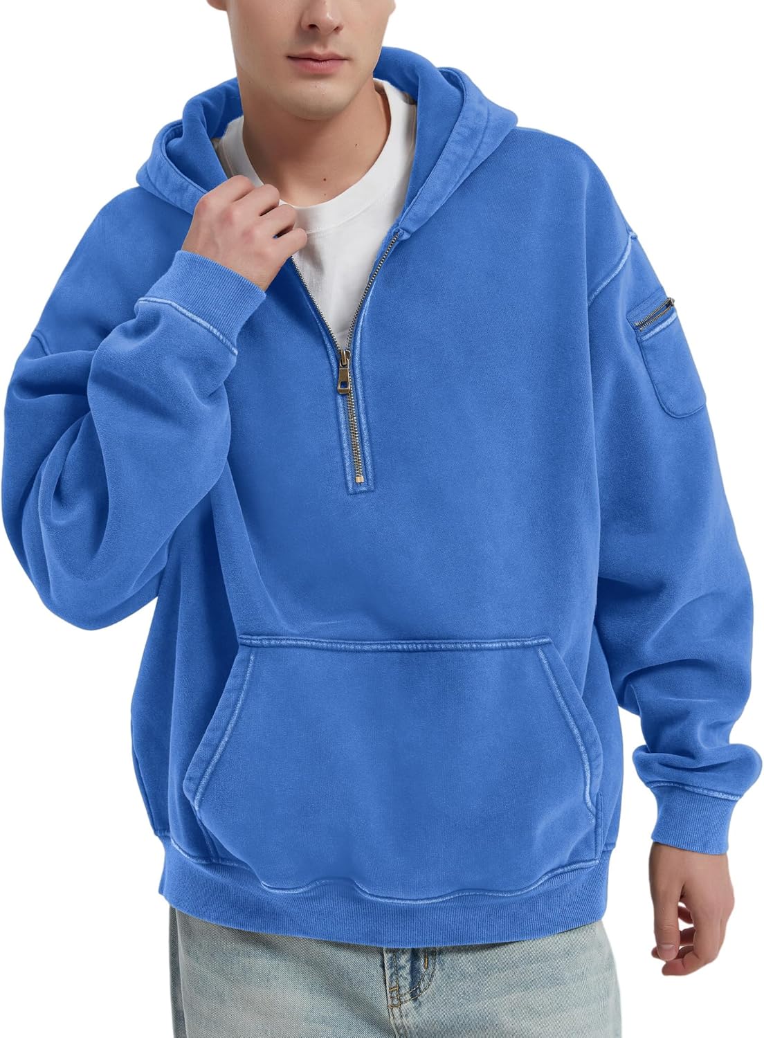 FAIABLE Mens Hoodies Fleece Fall Fashion Outfits Half Zip Sweatshirts Winter Jackets Oversized Pullover Tops Clothes 2025 - Image 6