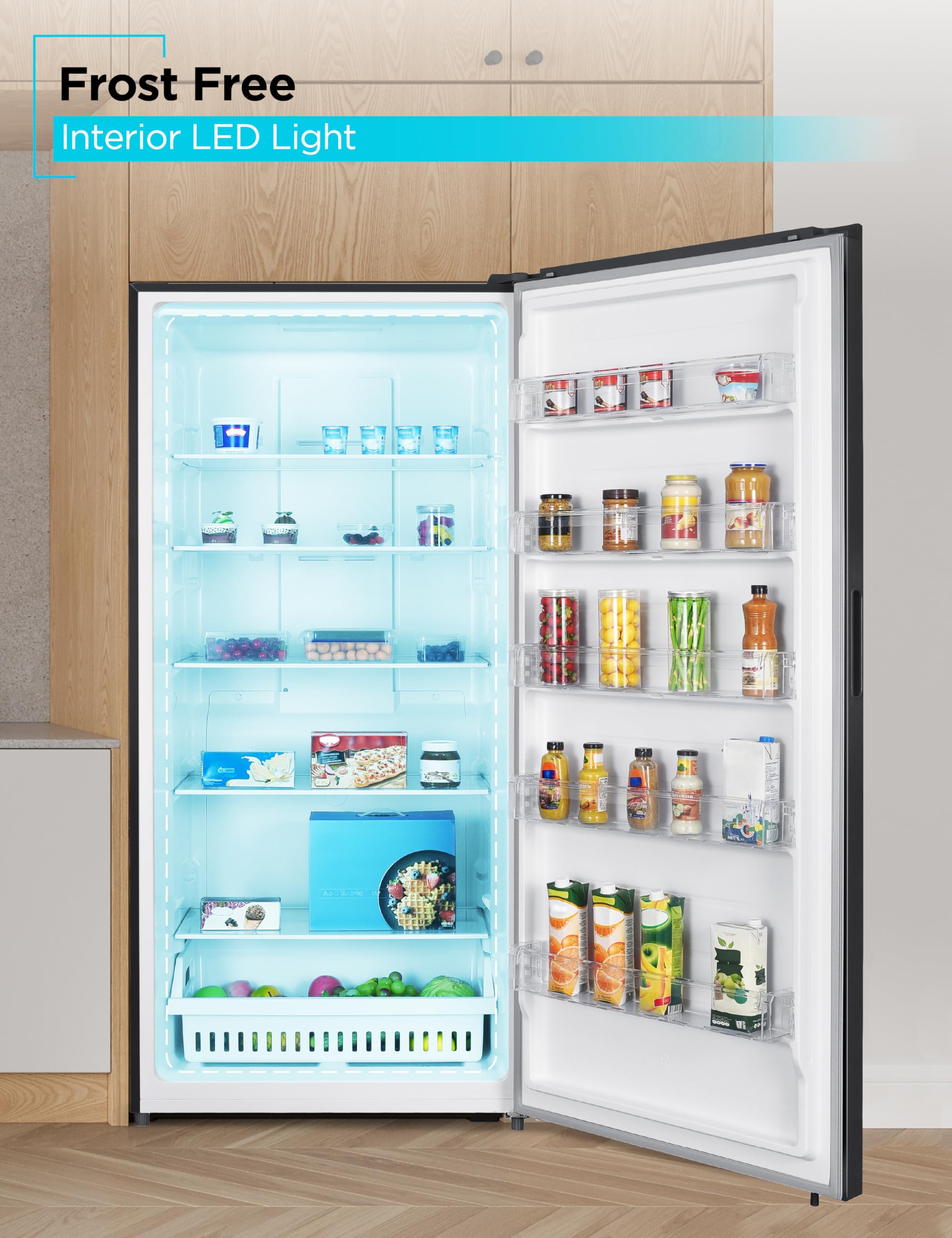 Black+Decker 21.2 Cu. Ft. Convertible Freezer Refrigerator, Upright Freezer With Glass Shelves, Reversible Door,Energy Star Rated, Frost Free, Buc2120mb, Black on Fridge.com - View 4