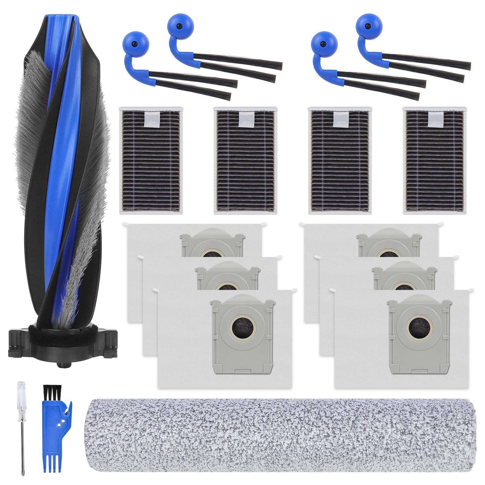 Zubehör für ECOVACS DEEBOT T90 Omni,T90 Pro Omni,T90S/T90S PRO,X12 Pro | Staubsauger,1 Hauptbürste,1 Rolle Wischtücher,4 Seitenbürsten,4 HEPA-Filter,6 Staubbeutel
