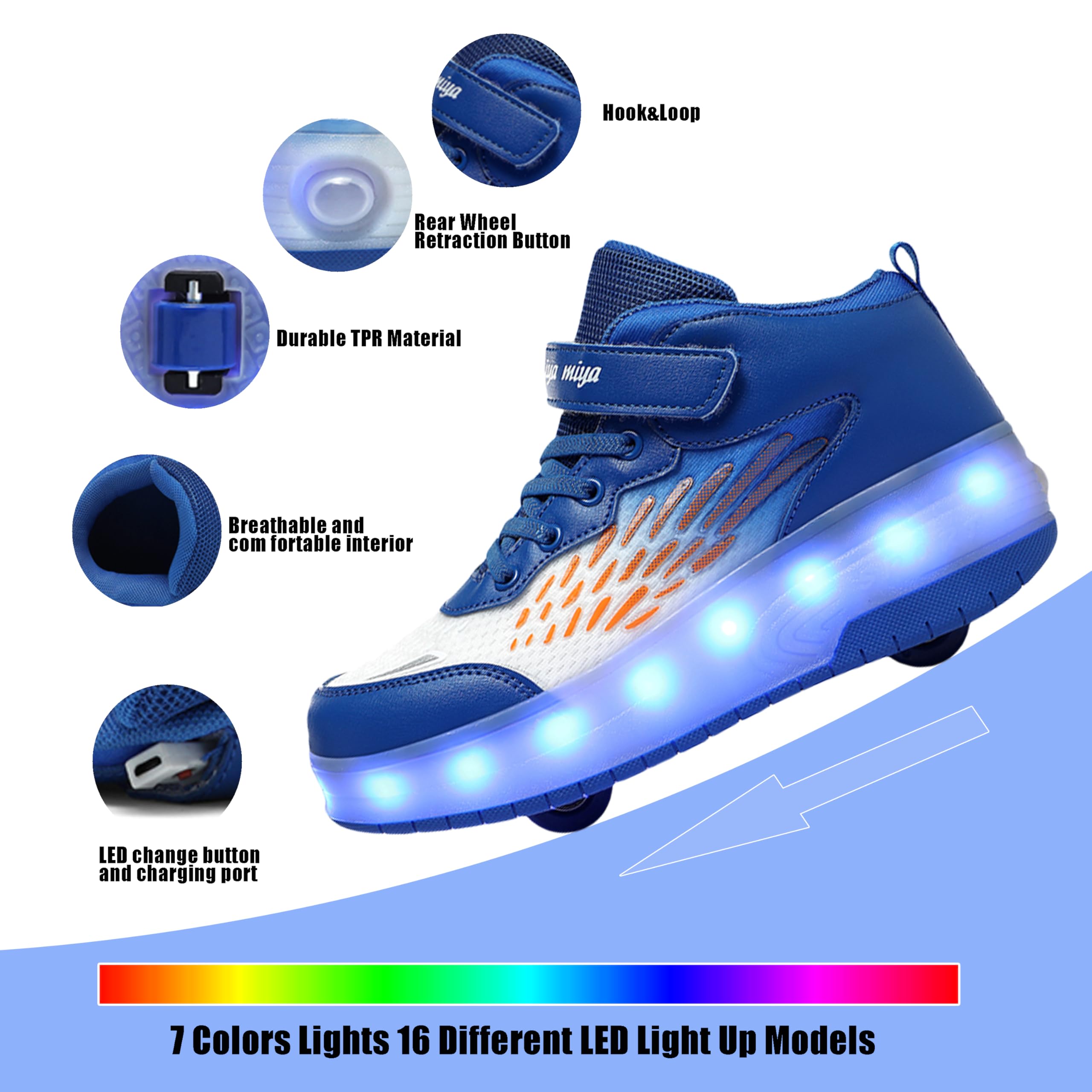 Roller Skate Shoes - USB Chargable LED Light Up Roller Shoes Wheeled Skate Sneaker Shoes for Boys Girls Kids As Best Gift for Party Birthday Christmas Day