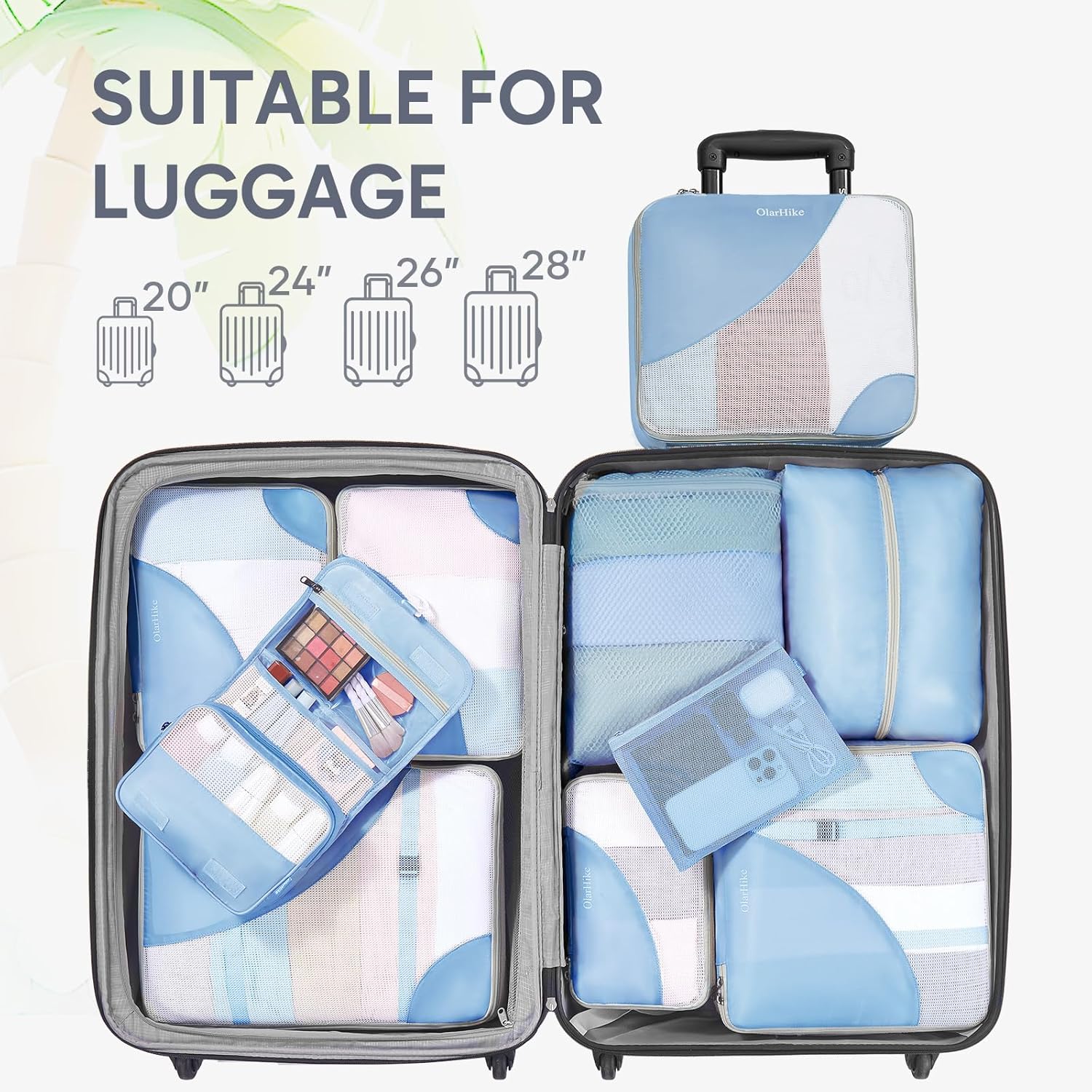 ALL INCLUDED 10 Set Durable Packing Cubes for Suitcases,OlarHike Essentials for Travel,UPGRADED Anti-Tear Stitching, NEW Improved Luggage Packing Organizers for Travel Accessories, Light Blue - Image 7