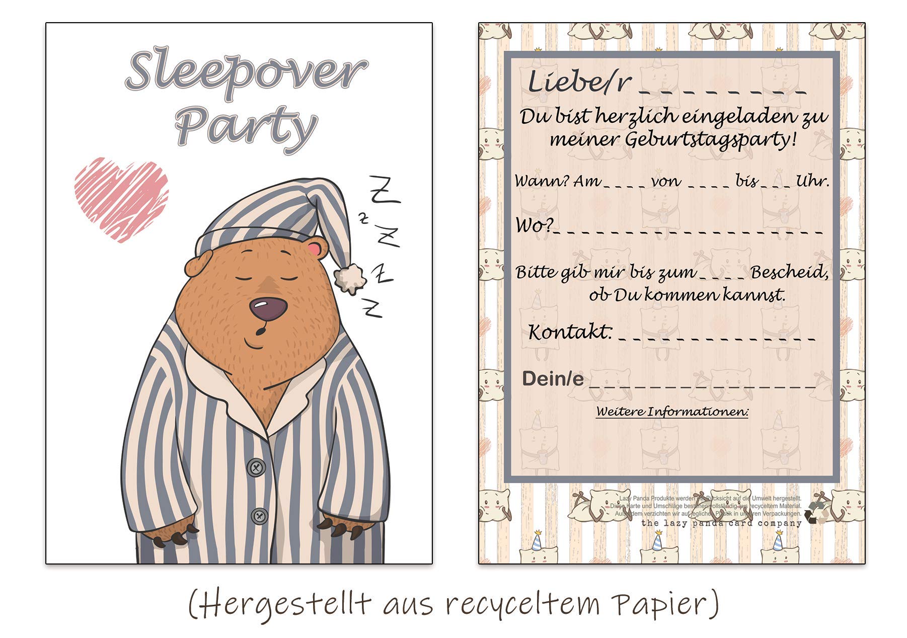 20 Kindergeburtstag Einladungskarten + Umschläge – Design 'Partyzeit', 19x13 Cm