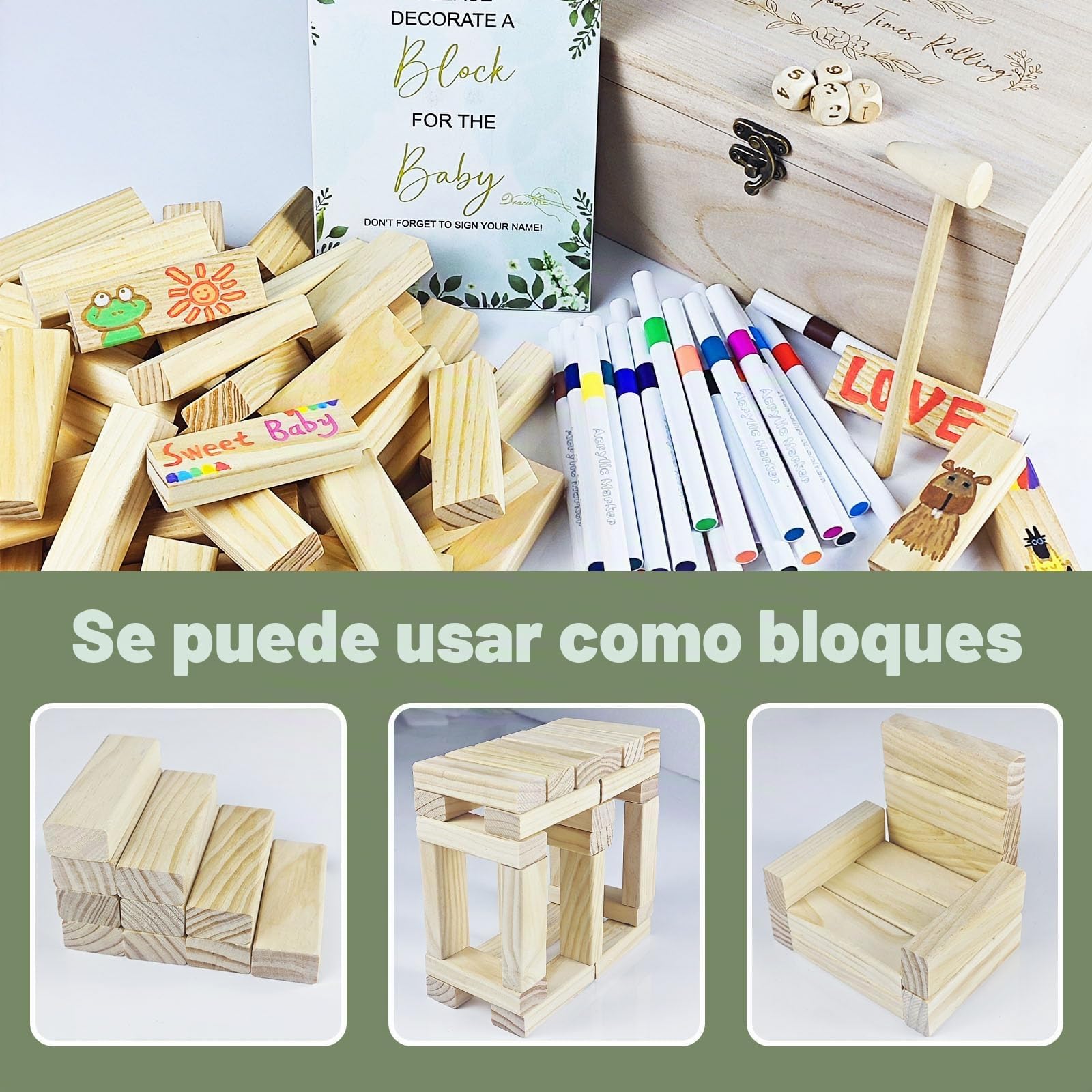 EIGTWEN Kit de 101 piezas de señales de juegos divertidos para baby shower, animadas actividades de juegos de baby shower con 2 formas de jugar para invitados, actividades únicas y creativas adecuadas