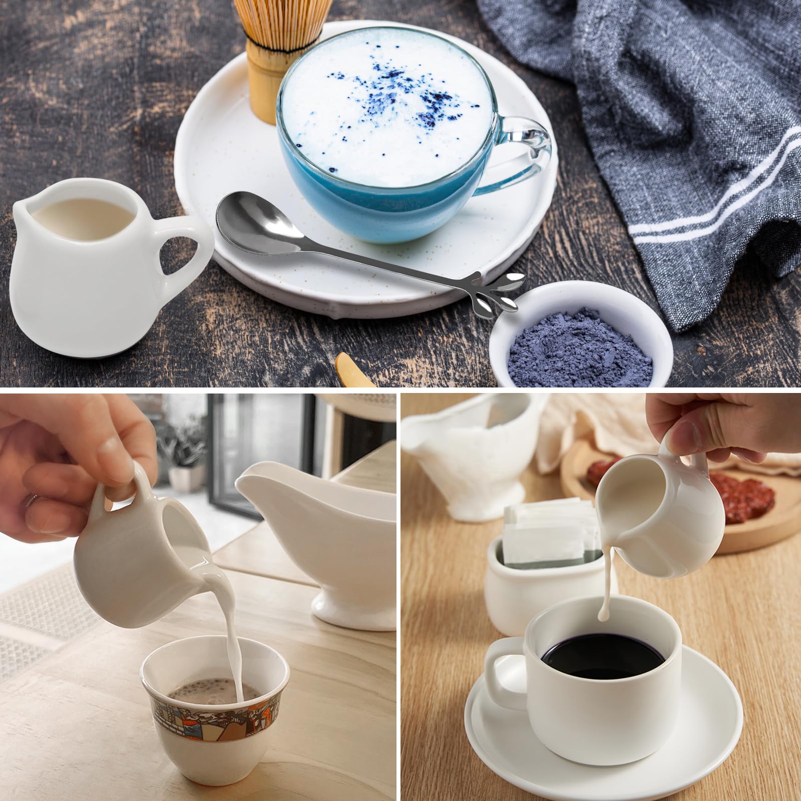 BESTonZON Mini Brocca Per Latte In Ceramica – Piccola Salsiera In Porcellana, Contenitore Per Salsa, Latte E Caffè – Stile Nordico, Manico Ergonomico, 9,5x5 Cm, Nero - 4