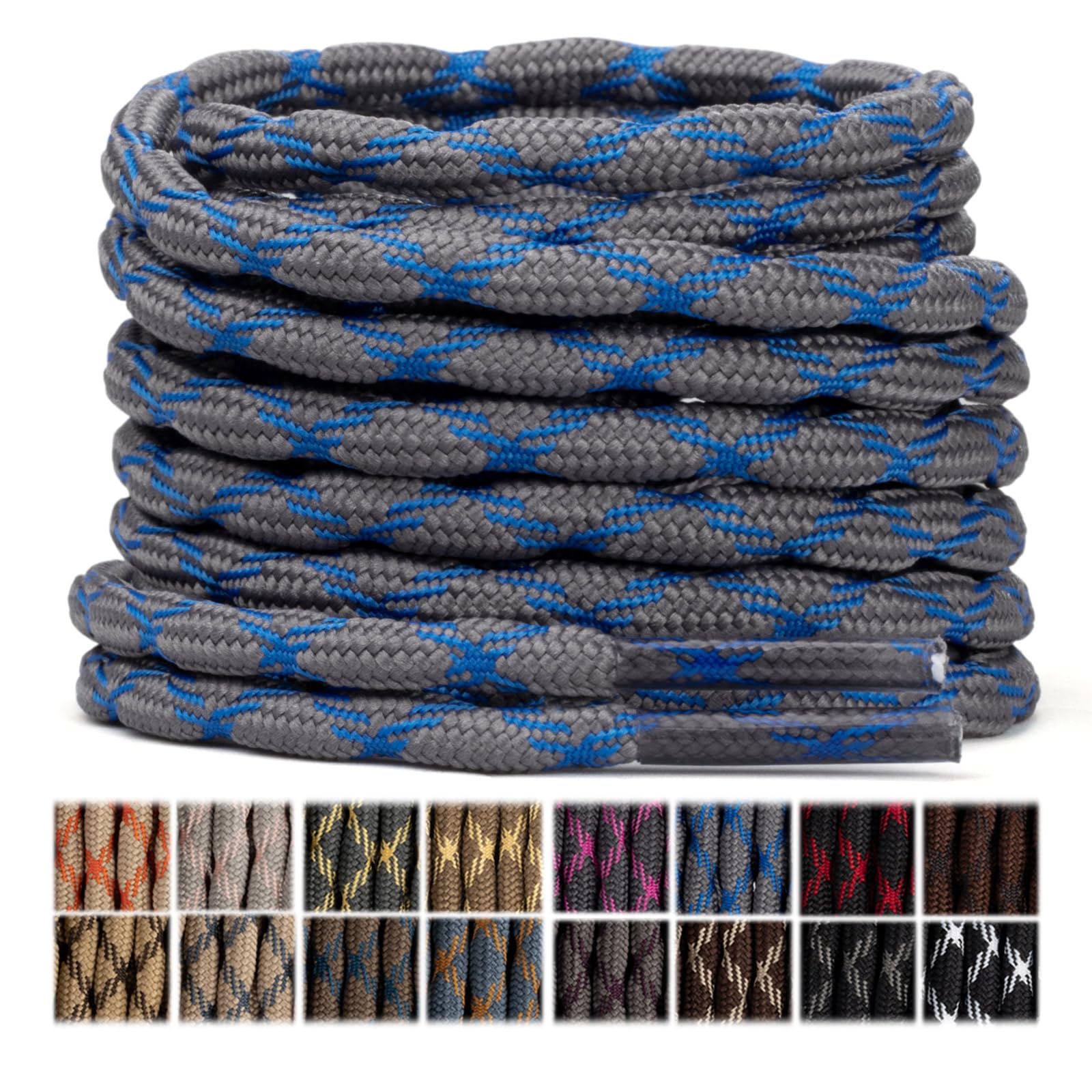 Stepace 2 Pares Cordones Redondos 4,5mm para Botas de Senderismo, Montaña y Trabajo, Cordones de Nylon Resistentes para Trekking — view 33