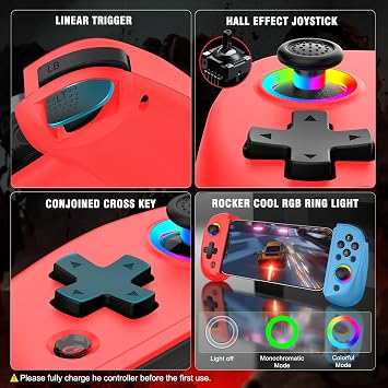 Joso Phone Controller for iPhone/iPad/Android/Tablet, D8 gamepad for Switch/PS/PC with Hall Effects Joysticks Play COD, Genshin Impact, Android Handles, Cloud Gaming/Remote Play, Emulators