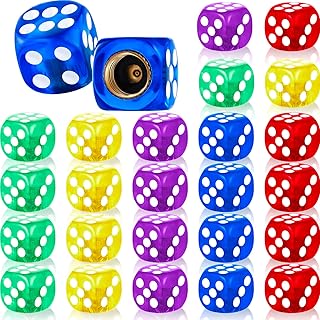 20 Pieces Dice Valve Cap Acrylic Dice Valve Stem Tyre Cap Motorcycle Wheel Stem Tyre Air Valve Cap Bicycle Dustproof Stem Cap Multicolored Tire Cap for Bike Car Bicycle Truck
