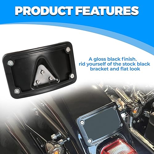 Miniatura 4 de KUAFU Kit de montaje universal para placa de matrícula curvada compatible con Harley Davidson reemplazo de marco de soporte para 3148 acero negro