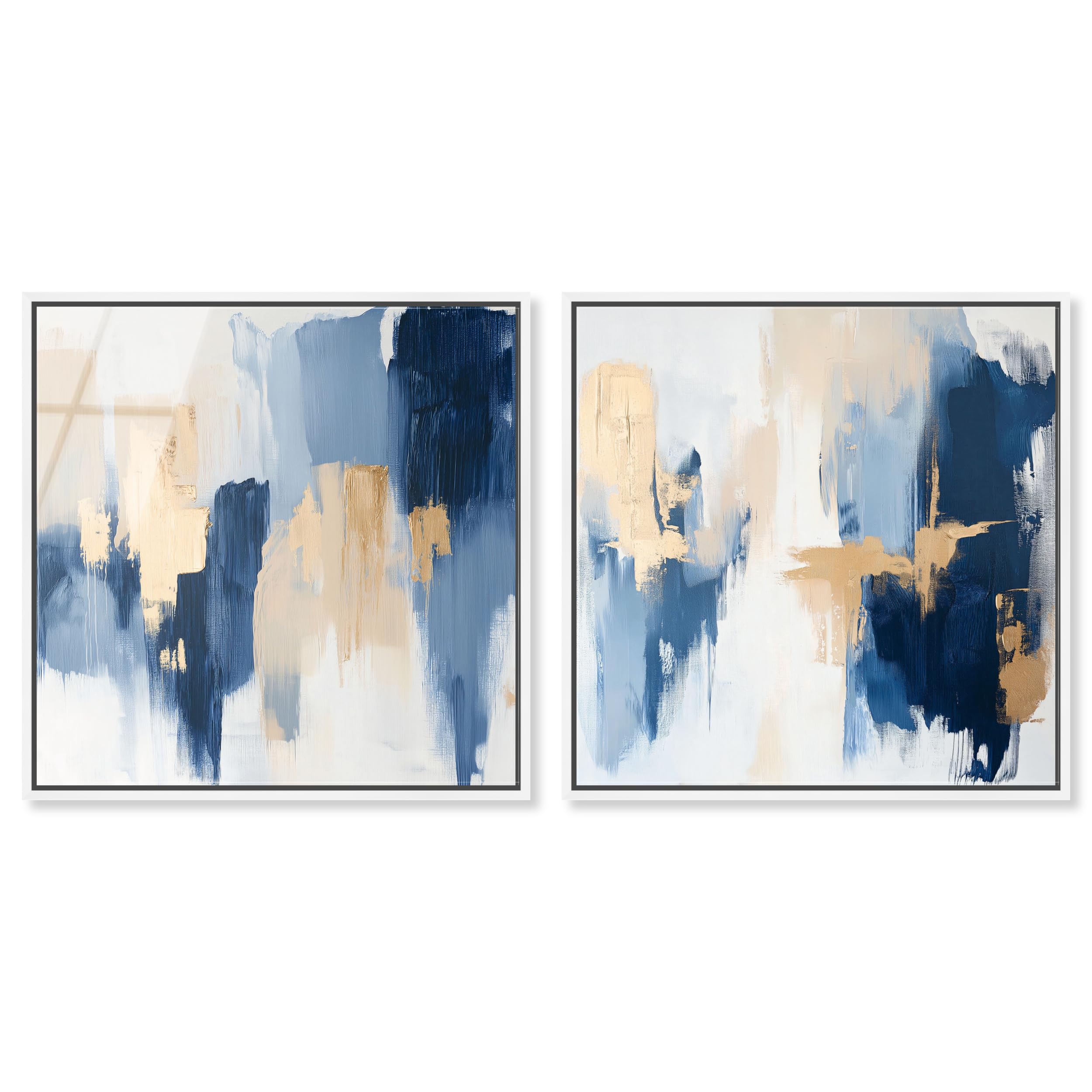 Art Remedy Tranquil Depths Beruhigende Farbtöne, gerahmter Acryldruck, modernes abstraktes Dekor-Set, weißer Rahmen, 40,6 x 40,6 cm, 2 Stück