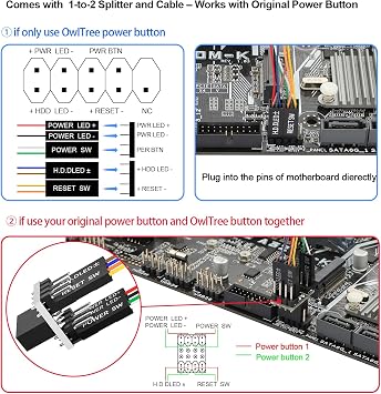 PC Power Button, Desktop Computer External PC Power Supply Switch for Computer Motherboard (Acrylic)