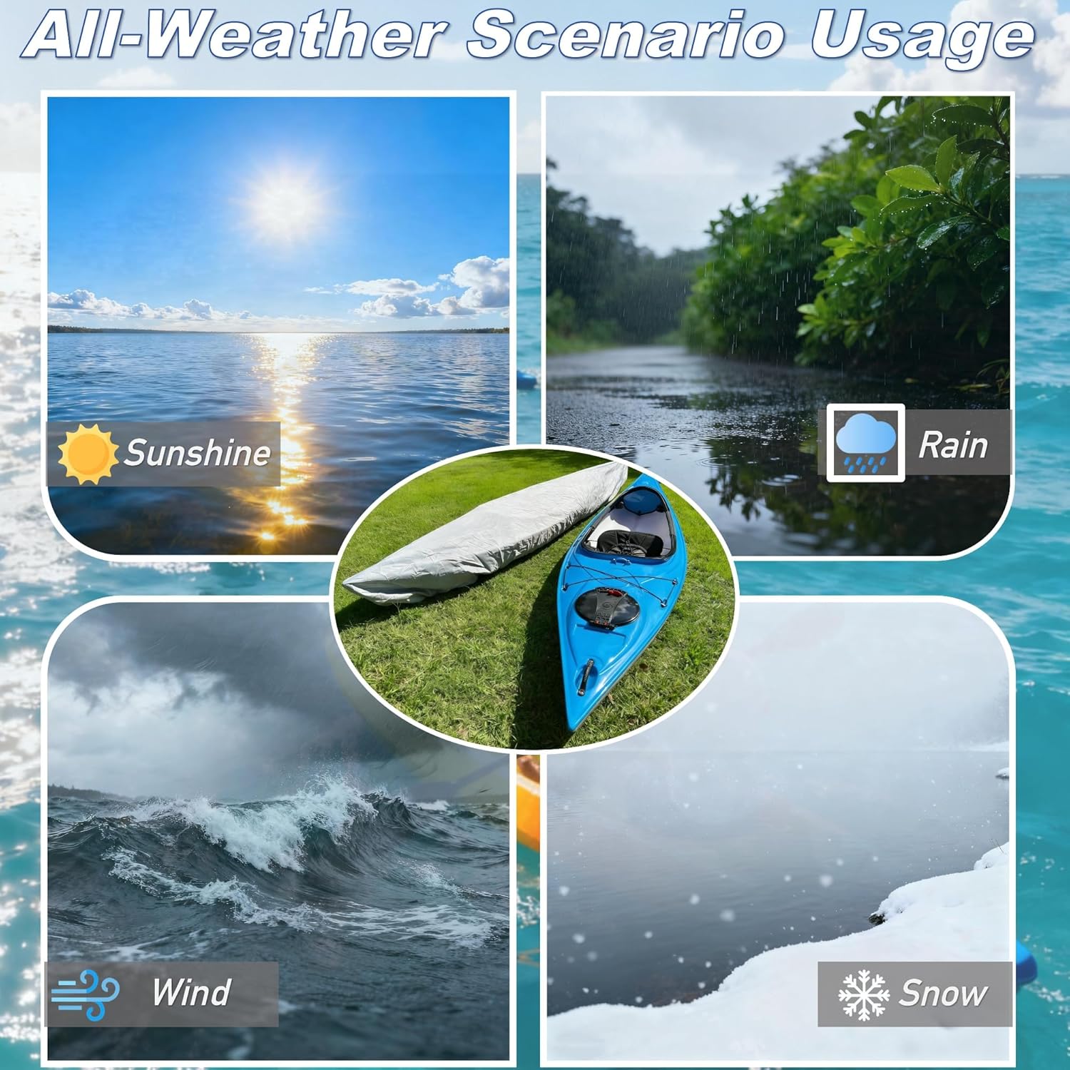 420D Canoe Kayak Cover with Elastic Hem 12.3-13.5ft Grey Water Resistant for Indoor Outdoor Storage of Paddle Board and Rowing Shell