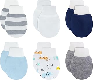 Wrist Tab Baby Mittens 0-6,6-12 Months Organic Cotton for Newborn Baby Boys Girls