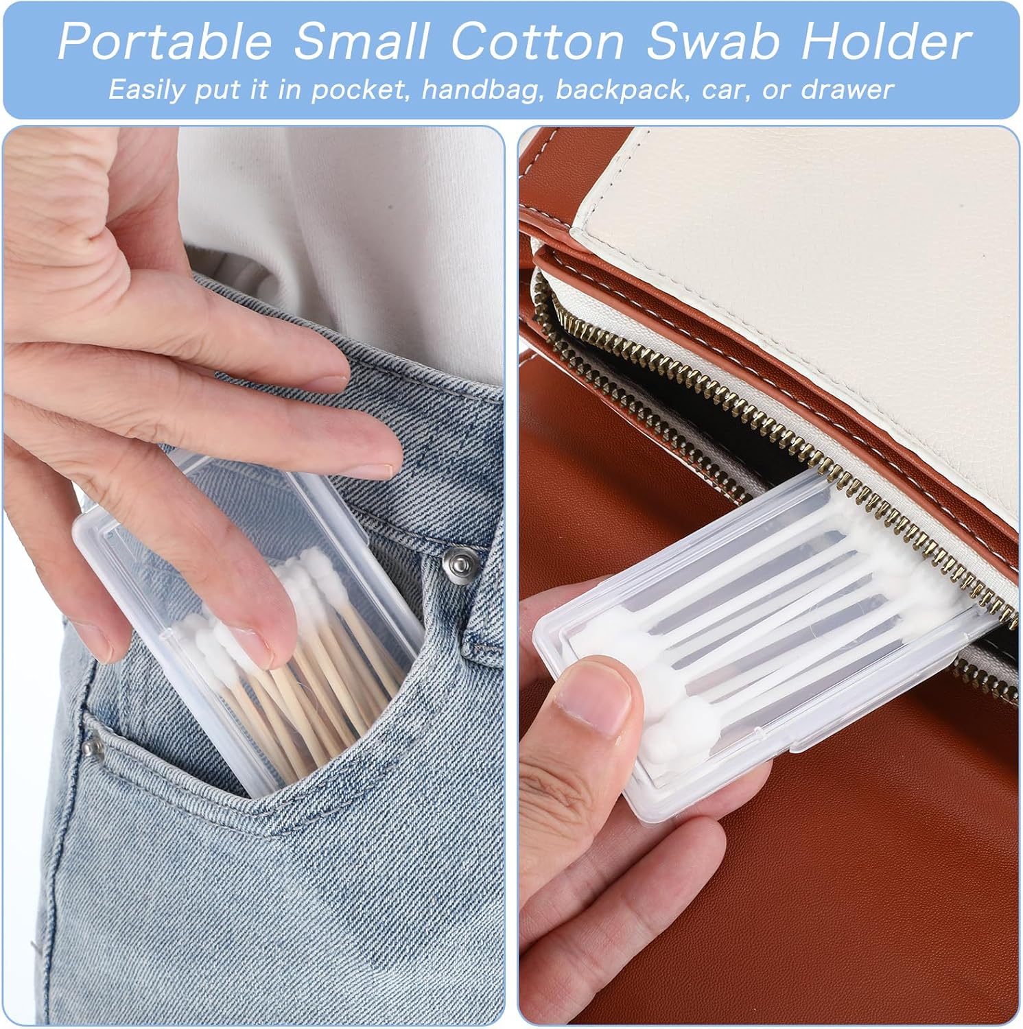 4 Pcs Cotton Swab Holder for Travel Portable Small Dental Floss Picks Case Clear Plastic Buds Storage Containers Box with Dustproof Lid for Ear Cosmetics Makeup Remover Nail Polish Remover - Image 6