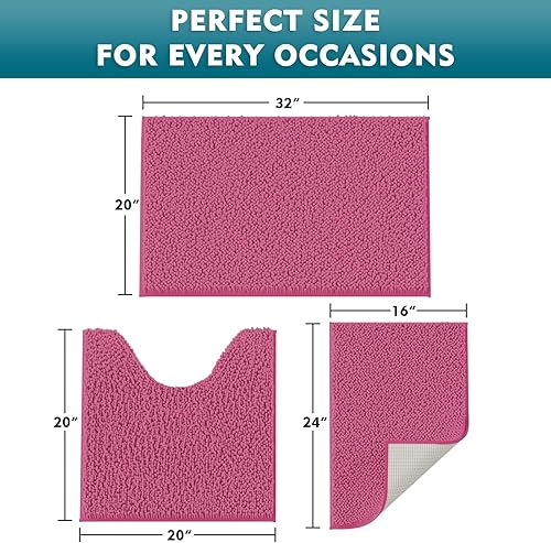 Miniatura 3 de Juego de Alfombrillas de Baño de 3 Piezas, Alfombras de Baño de Microfibra Extra Suave y Absorbente, Respaldo de Goma, Secado Rápido, Alfombrillas