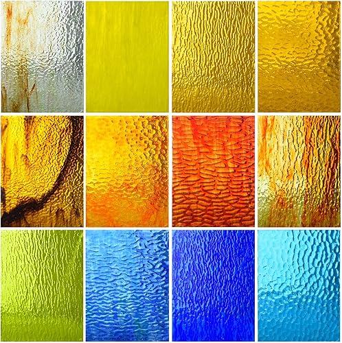 Wecrejoni 12 hojas de vidrieras de 4 x 6 pulgadas, para manualidades y fabricación de mosaicos, 12 texturas mixtas (mixto-4)