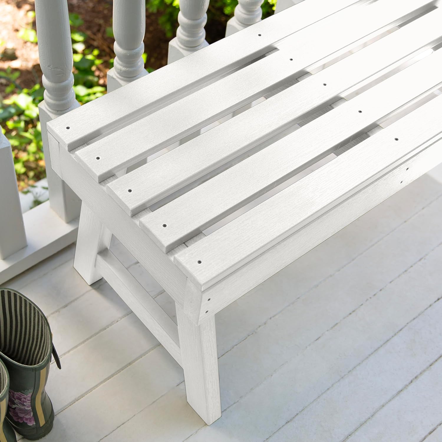 highwood AD-BENN4-WHE Weatherly Backless Bench, 4-Feet, White