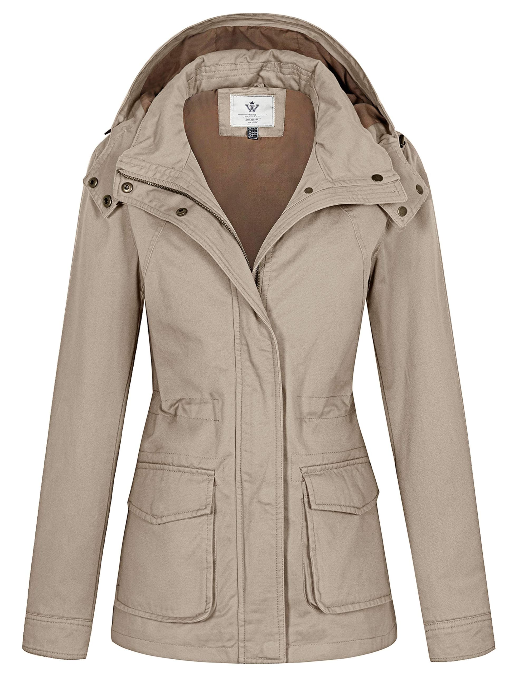 WenVen Giacca da Donna Cotone Militare Caldo Giubbotto Slim Fit Casual con Zip Antivento Cappotto Leggera Giacchetta Carga Classica Parka Montagna