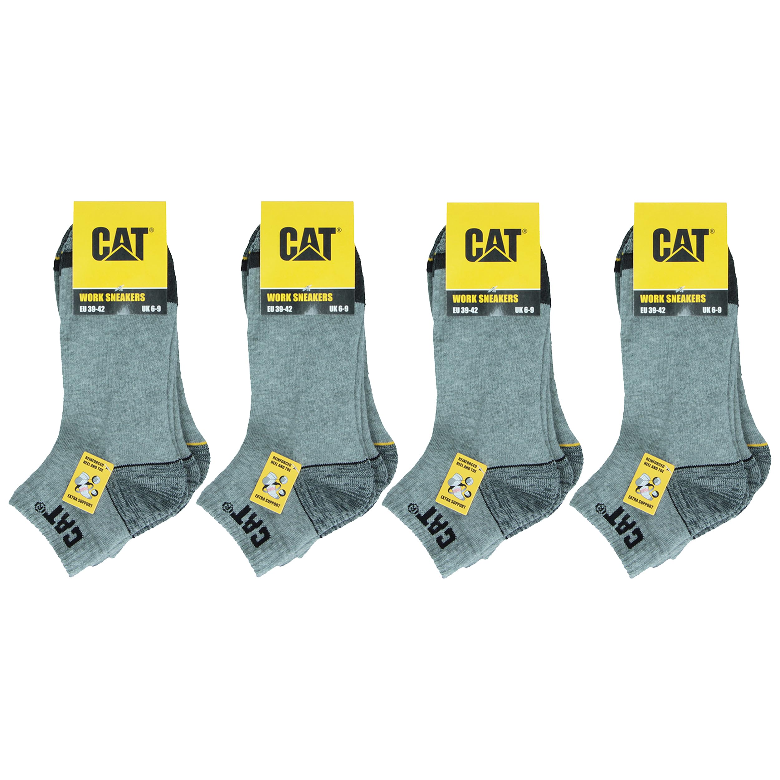 Caterpillar 12 Paia Calze Sneaker Lavoro - Punta Tallone Rinforzati - Supporto Arco Plantare - Cotone