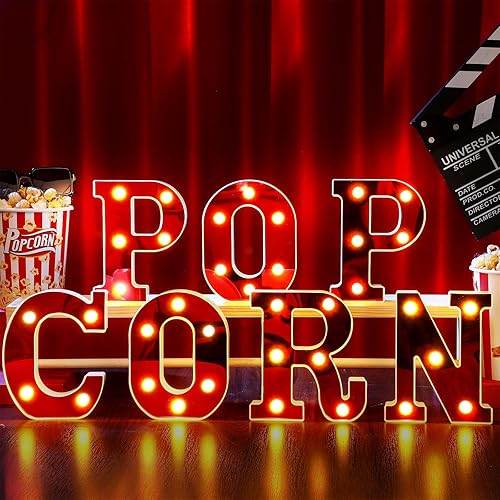 Popcorn 6.3" Light up Letters Sign Party Decorations Battery Powered
